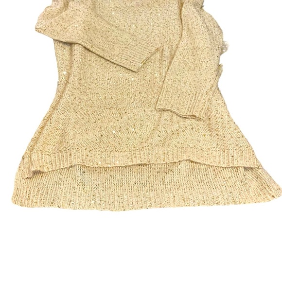 New Anne Klein cream knit lightweight sweater sparkly mini gold sequins M - Picture 12 of 13